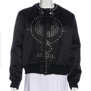 Givenchy Rockstud Satin Bomber Jacket - size US 10, FR42